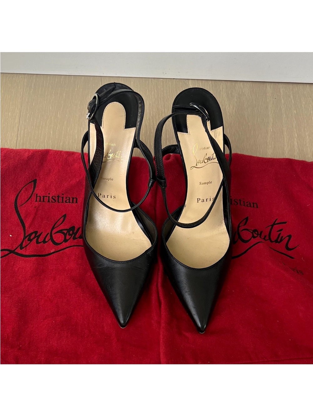 Christian Louboutin Jenlove 100 Black Leather Ankle Strap Pumps EU 39 - Picture 2 of 10